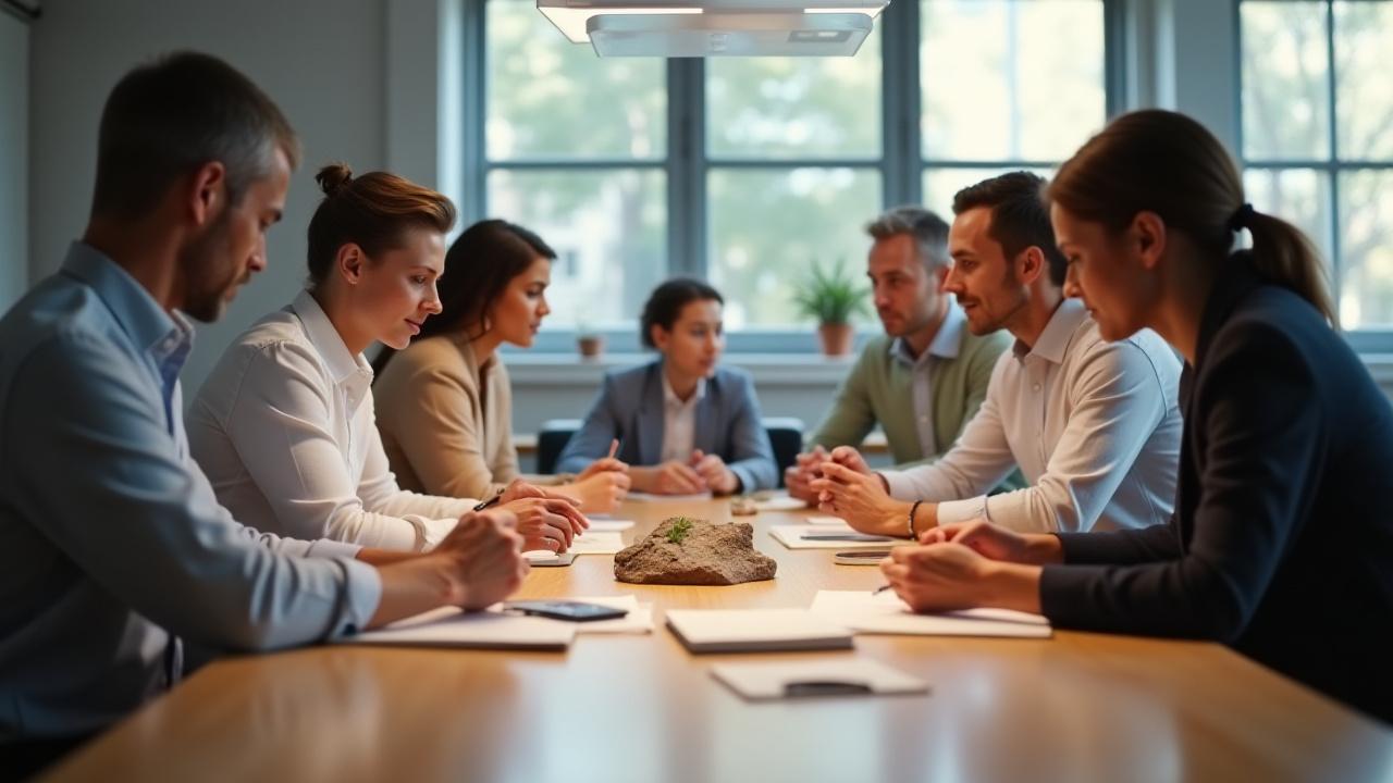 전문가가 소규모 참가자들에게 보석학 워크숍을 설명하는 모습